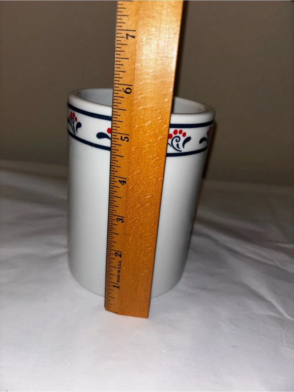 1982  Copco   COUNTRY   White Porcelain Kitchen Utensil Holder Crock  JAPAN
